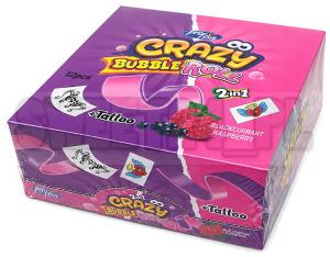 Guma CRAZY BUBBLE ROLL BLACKCURRANT-RASPBERRY TATTOO op.12szt. (1)