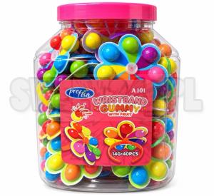 Żelki BRANSOLETKA WRISTBAND GUMMY WITH FRUIT 14g op.40 szt. 